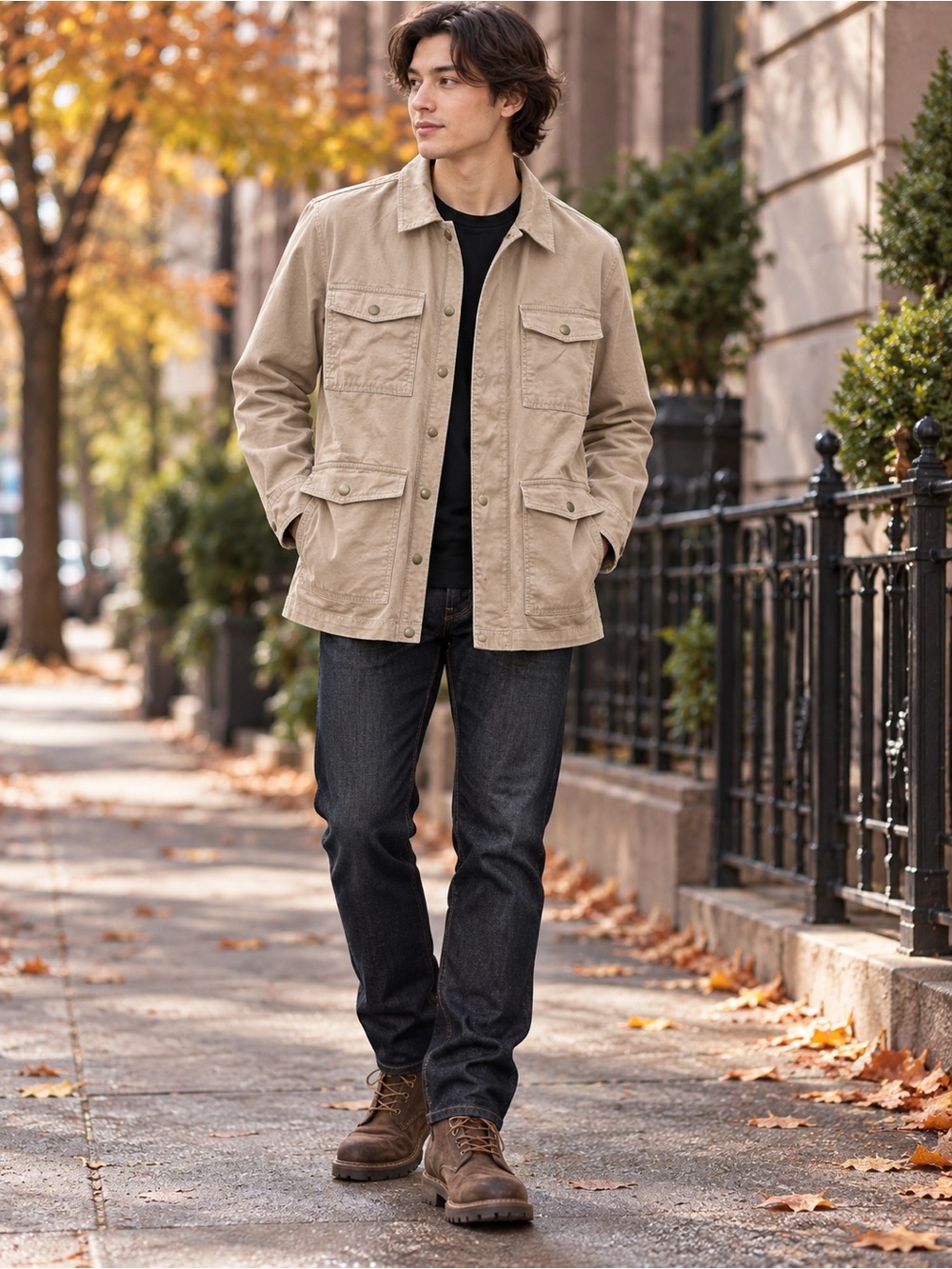 Lucky brand Men's Beige Workwear Jacket - Classic Overshirt Medium